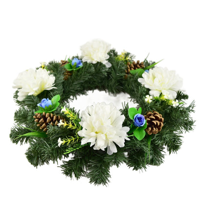 Věnec podzimní s bílými chryzantémami Ø35 cm