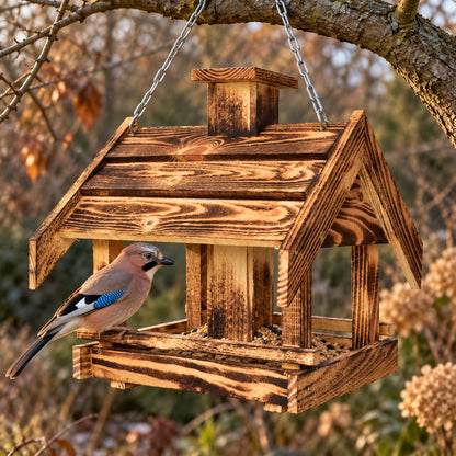 Large torched bird feeder with a filling chimney, 37 × 32 × 39 cm