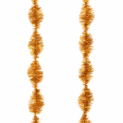 Gold oval pattern Christmas garland, Ø 5 cm, length 3 m