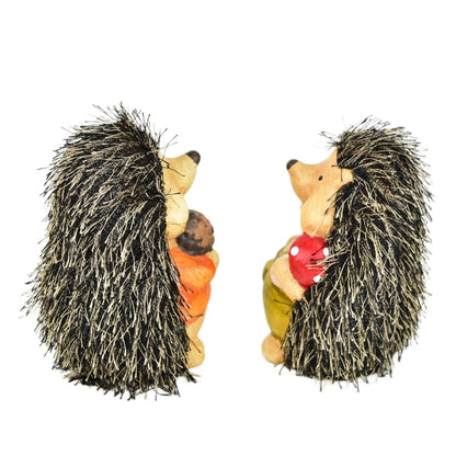 Ježci s houbičkou a se šiškou keramický 2 ks set, 13 cm