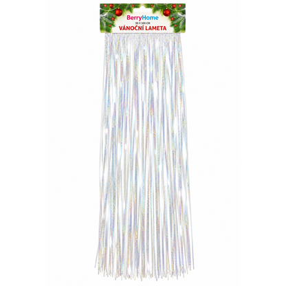 Weihnachtslametta weiß mit Lasereffekt, 50 × 100 cm