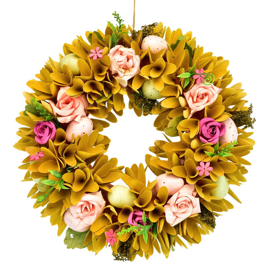 Jarní věnec zdobený růžičkami Ø30 cm