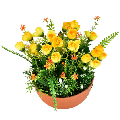Růžičky žluté v terakotové misce Ø22/ 23 cm
