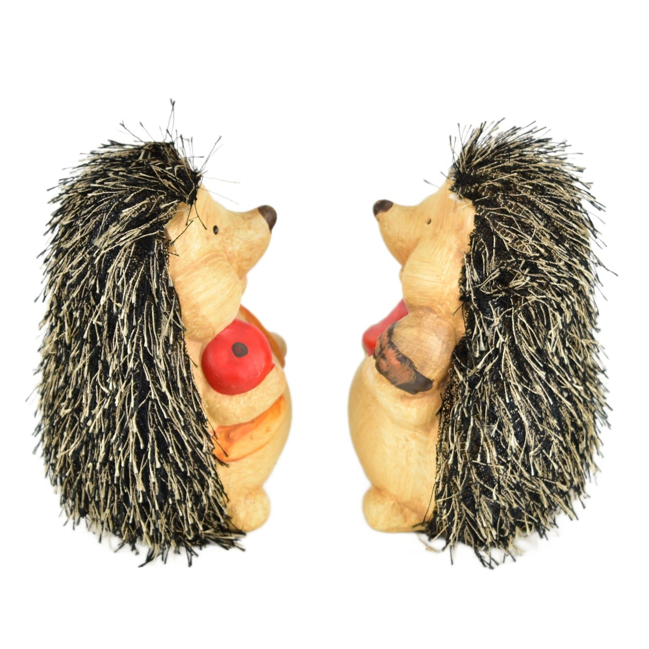 Ježci s jablíčkem a oříškem keramický 2 ks set, 13 cm