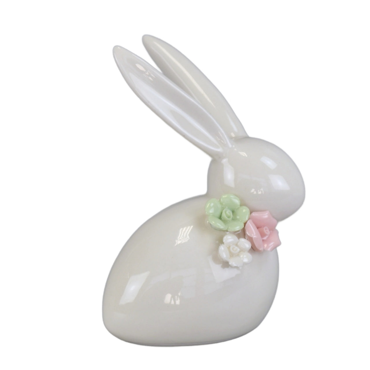 Zajíček porcelánový s kytičkou 11 cm