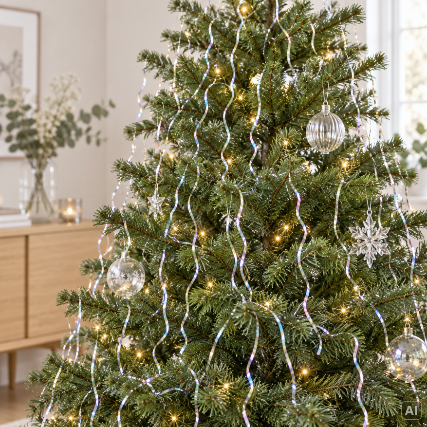 Weihnachtslametta mit Regenbogeneffekt, gewellt, 50 × 100 cm