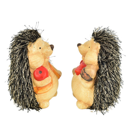 Ježci s jablíčkem a oříškem keramický 2 ks set, 13 cm