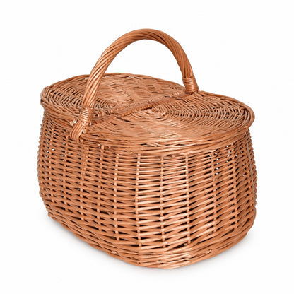 Geflochtener Picknickkorb mit Deckel mittel, handgeflochten 37 × 26 × 32 cm