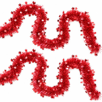 Weihnachtsgirlande rot mit Schneeflocken - 2er-Set, Ø 10 cm, Länge 3 m