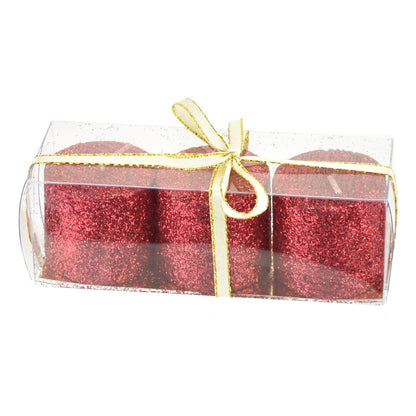 Svíčky s červeným glitrem 3,8 cm - 3 ks
