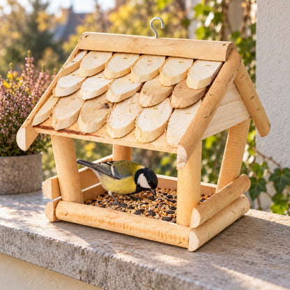 Birch bird feeder medium 27 × 21 × 23 cm