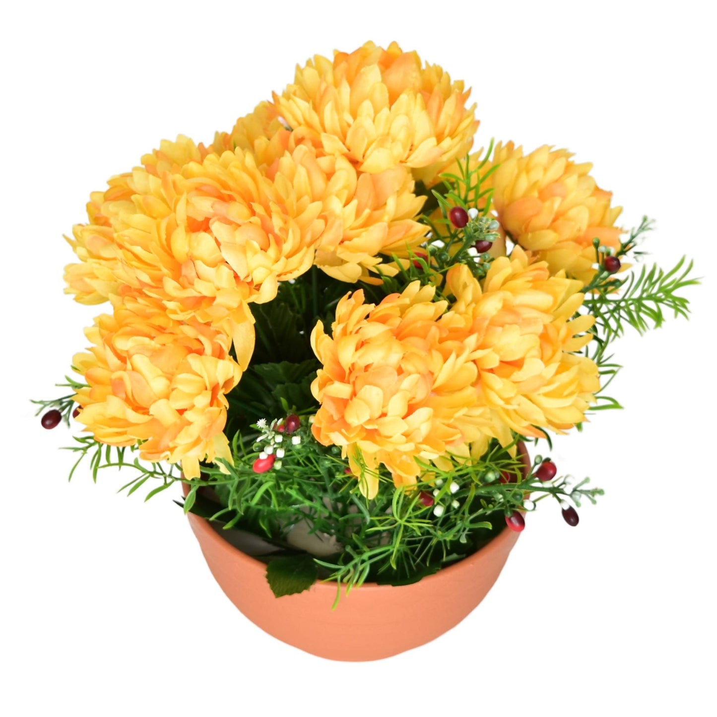Autumn bowl with yellow chrysanthemums, 10 flowers, Ø25 × 26 cm