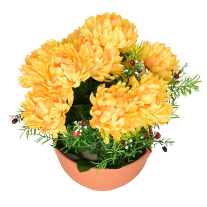 Autumn bowl with yellow chrysanthemums, 10 flowers, Ø25 × 26 cm