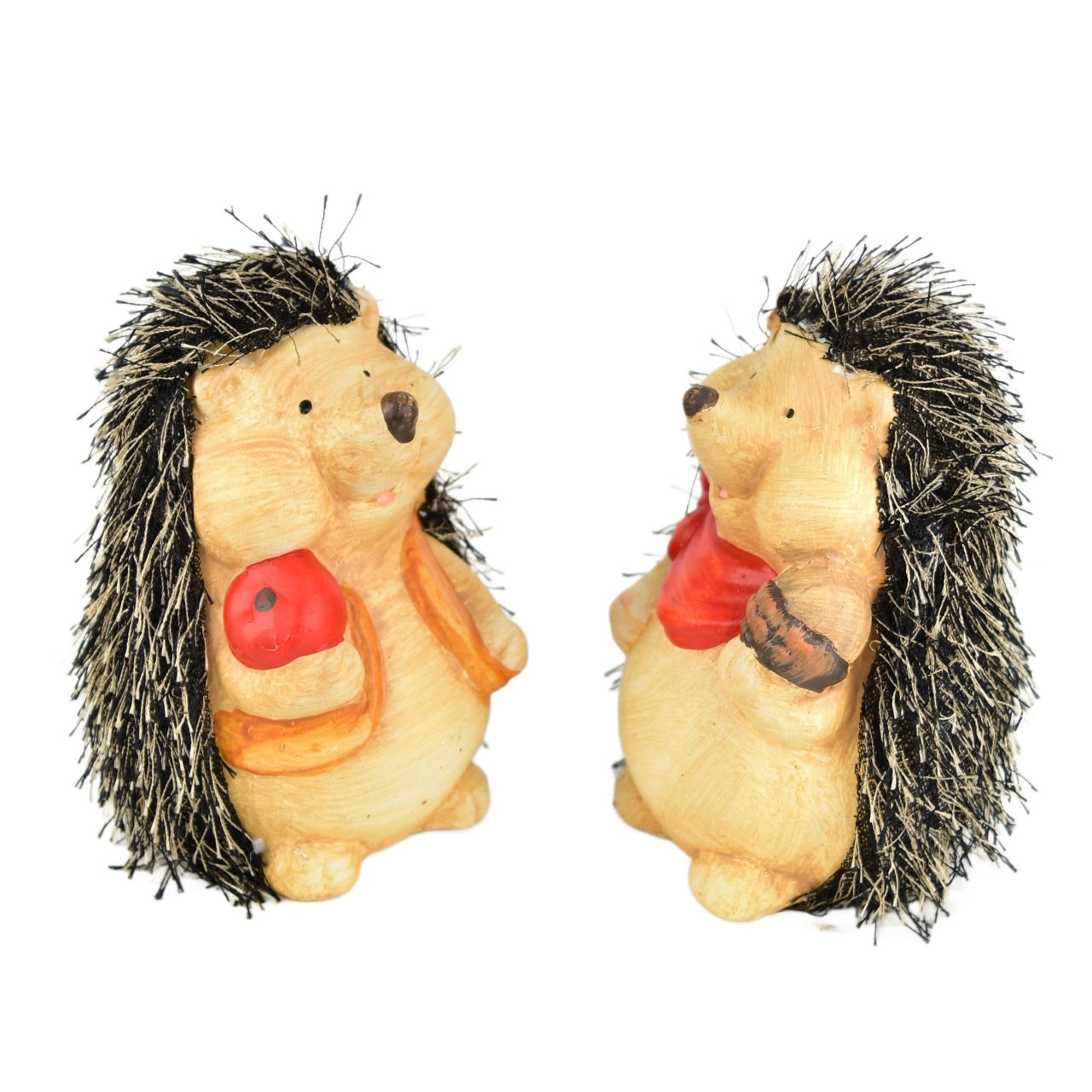 Ježci s jablíčkem a oříškem keramický 2 ks set, 13 cm