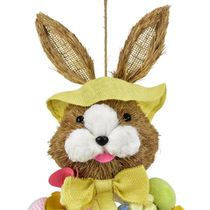 Věnec se zajícem a vajíčky žlutý 57x25 cm