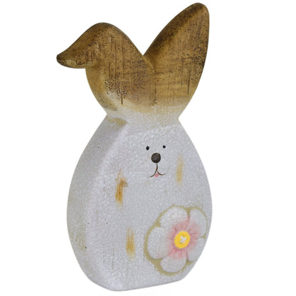 Zajíc keramický s květinou 20 cm