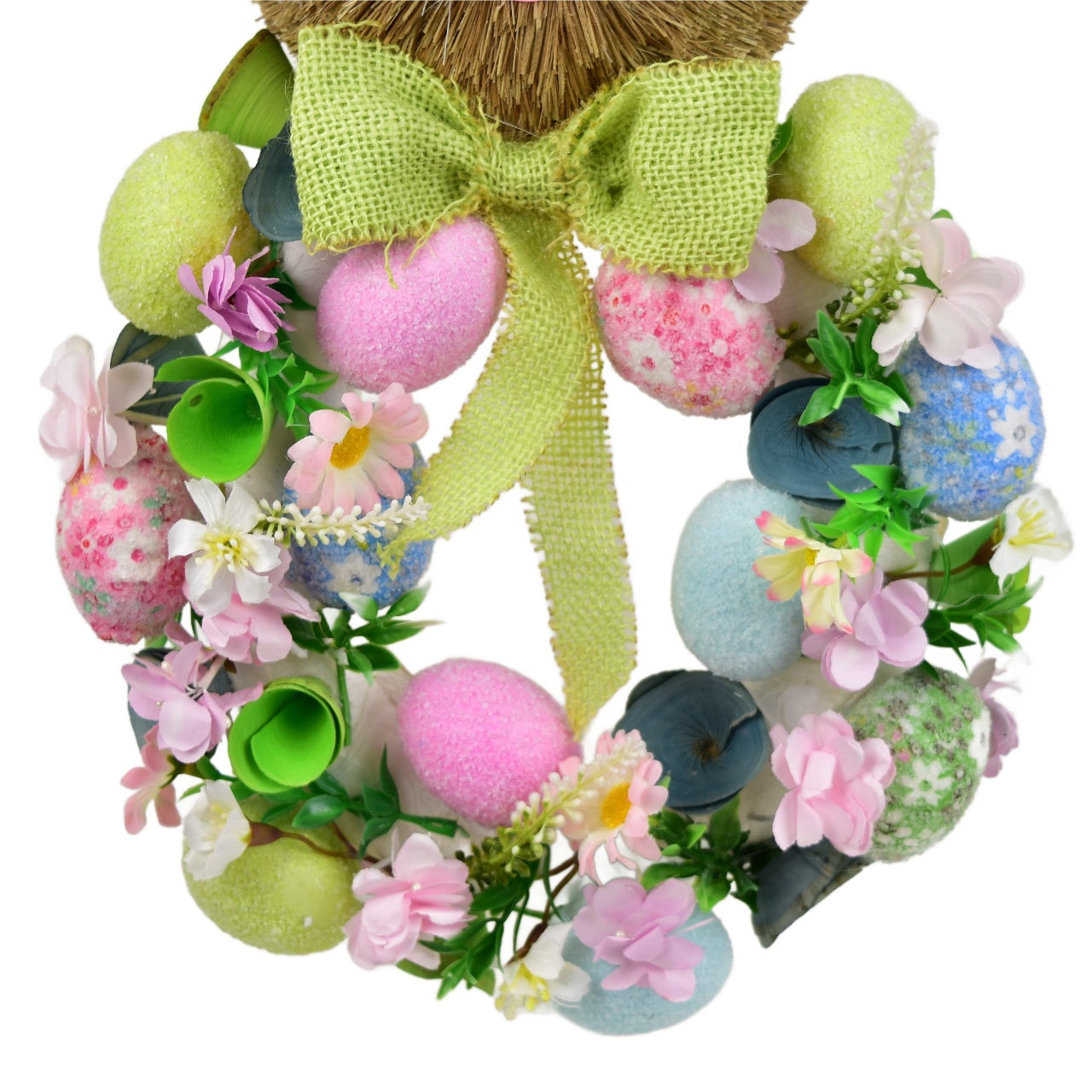 Věnec se zajícem a vajíčky zelený 57x25 cm