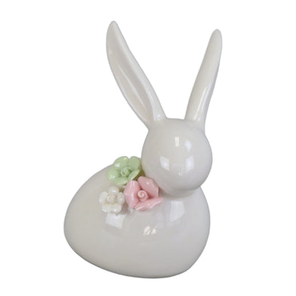 Zajíček porcelánový s kytičkou 11 cm