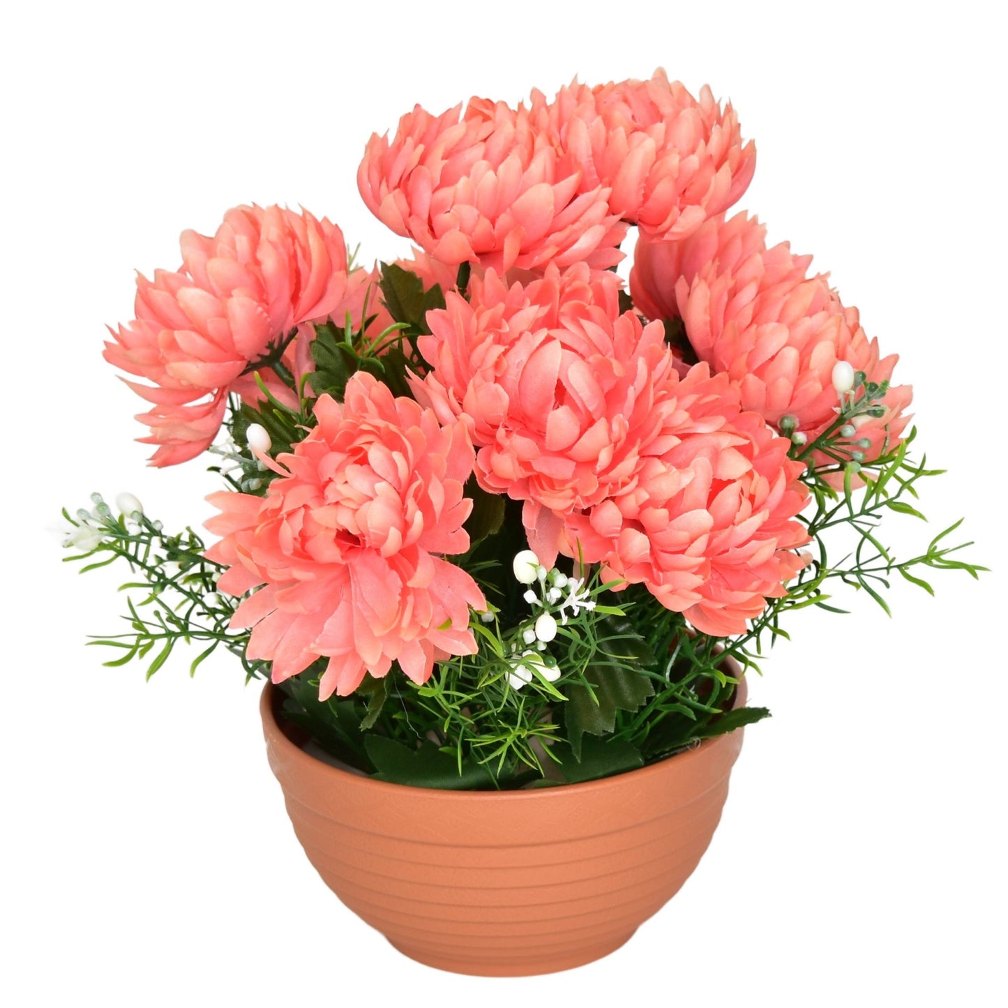 Autumn bowl with pink chrysanthemums, 10 flowers, 25 × 26 cm