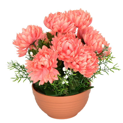 Autumn bowl with pink chrysanthemums, 10 flowers, 25 × 26 cm