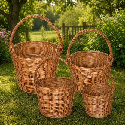 Set of wicker baskets Trháček, hand-woven from natural wicker, 4 pcs