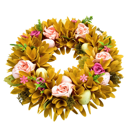 Jarní věnec zdobený růžičkami Ø30 cm