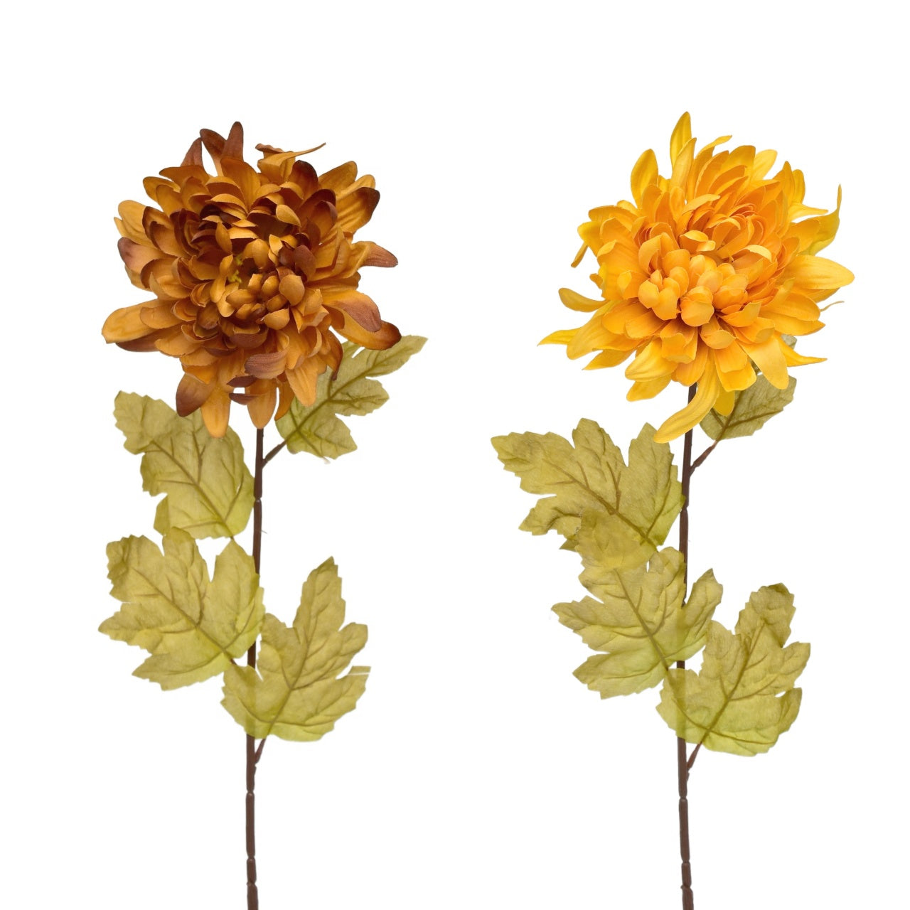 Kytice oranžových a hnědých chryzantém 6 ks, 70 cm