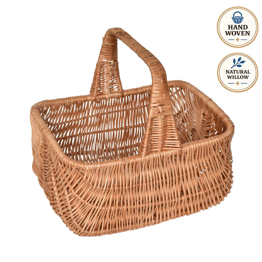 Weidenkorb Holender, handgeflochten aus Naturweide, 36×25×32 cm