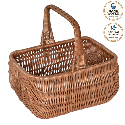 Weidenkorb Holender, handgeflochten aus Naturweide, 42×33×40 cm