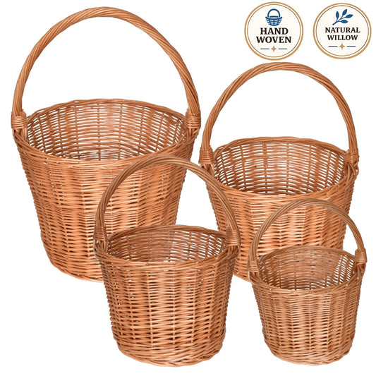 Weidenkorb-Set „Trháček“, handgeflochten aus Naturweide, 4-teilig