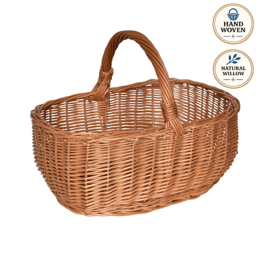 Korb aus Weide, eckig, handgeflochten aus Naturweide, 35×25×29 cm