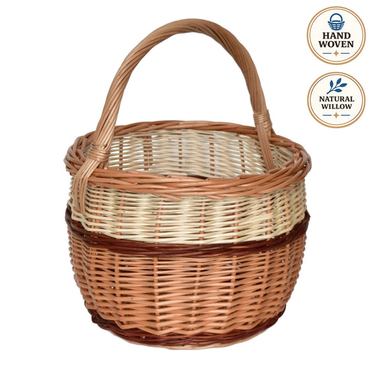 Bolerko-Korb, handgeflochten aus Naturweide, 30×30×38 cm