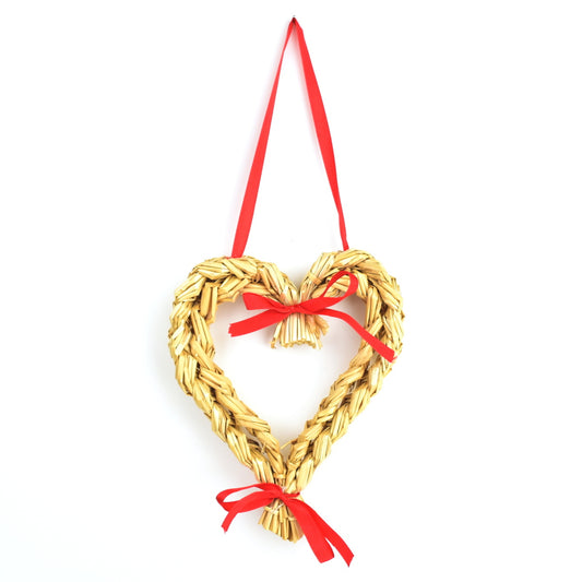 Slámové srdce s mašlí