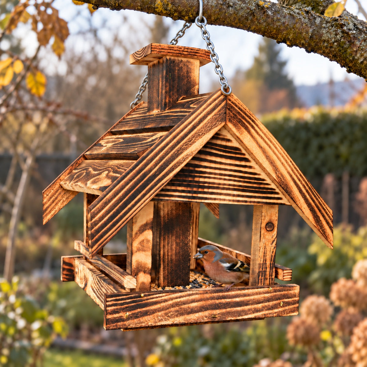 Large torched bird feeder with a filling chimney, 37 × 32 × 39 cm