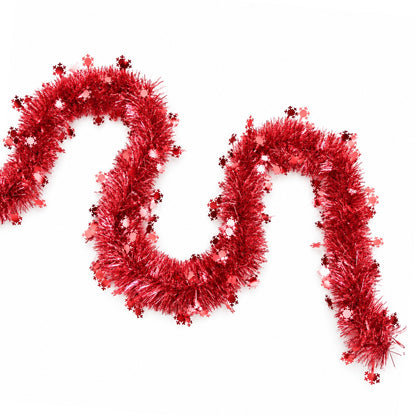 Red Christmas garland with snowflakes, Ø 10 cm, length 3 m