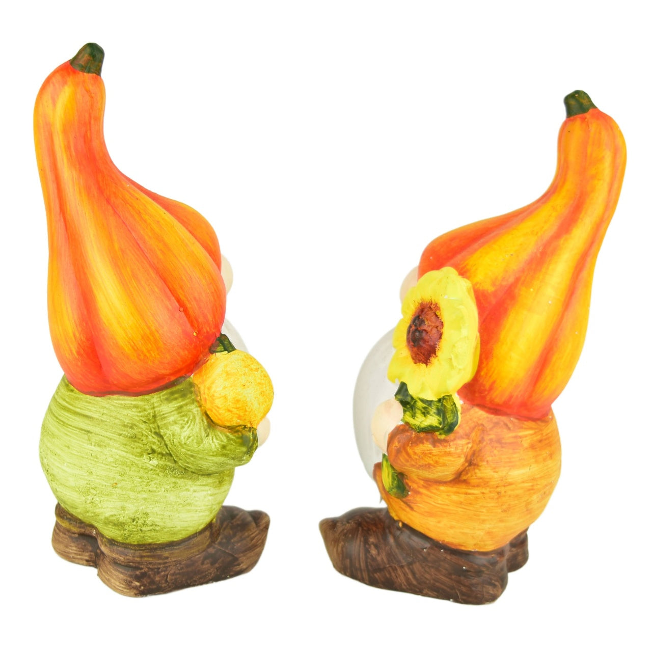 Skřítci se oranžovou čepicí z keramiky, set 2 ks, 15x8 cm
