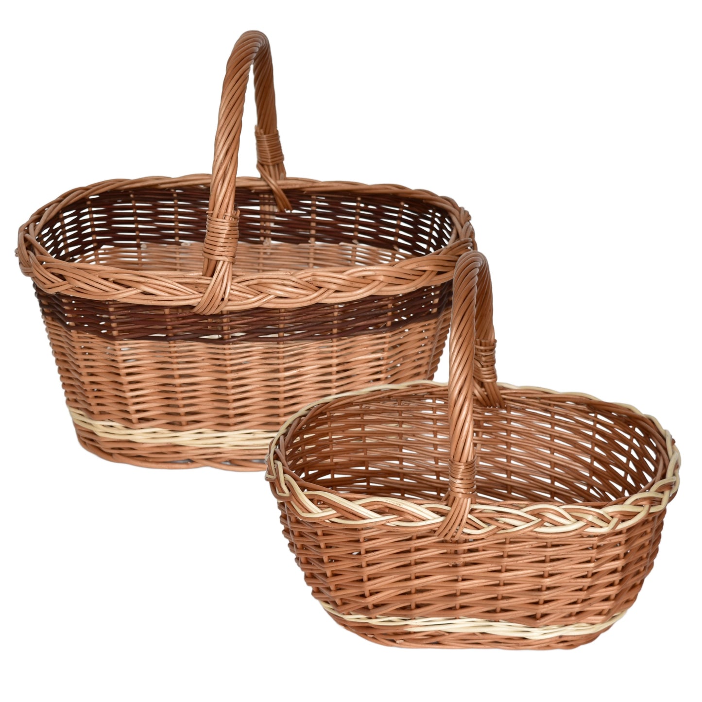 Set košíků tradiční Městský, ručně pletený z přírodního proutí, 2 ks