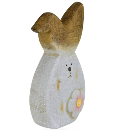 Zajíc keramický s květinou 20 cm