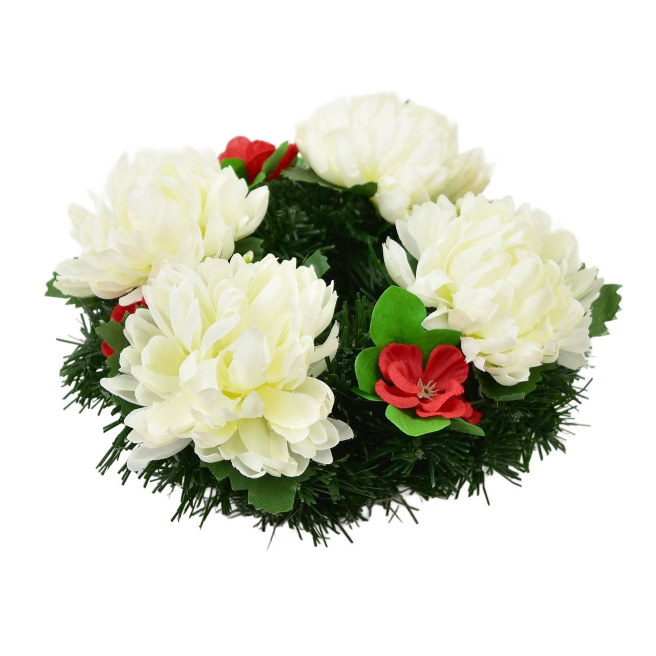 Věneček podzimní s krémovými chryzantémami Ø20 cm