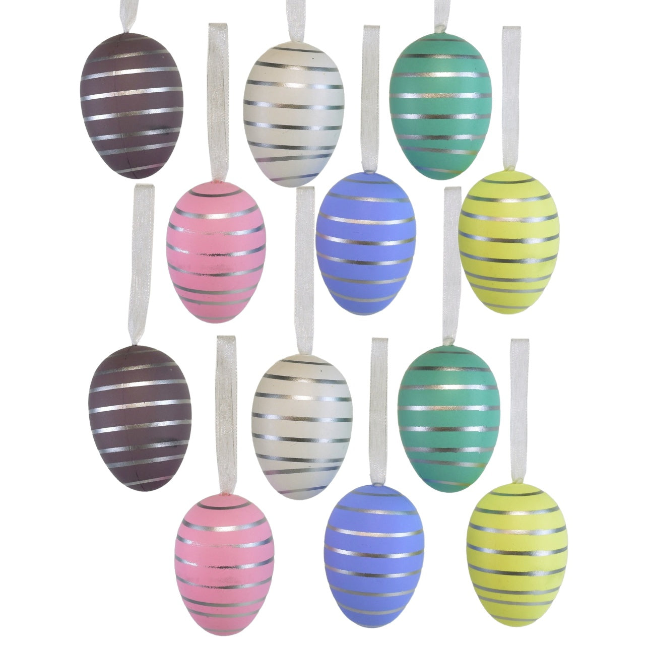 Oster-Eier mit Streifen 12 Stück, 6x4 cm