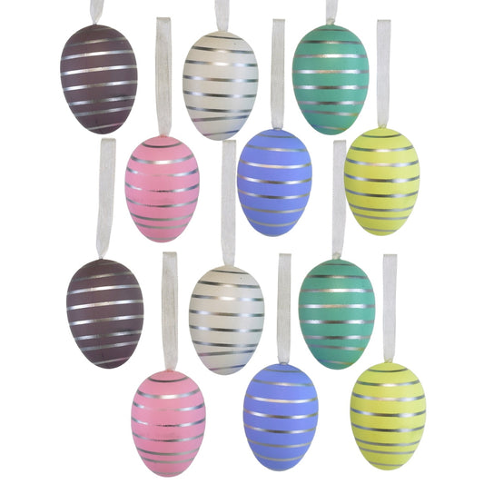 Velikonoční vajíčka s proužky 12 ks, 6x4 cm