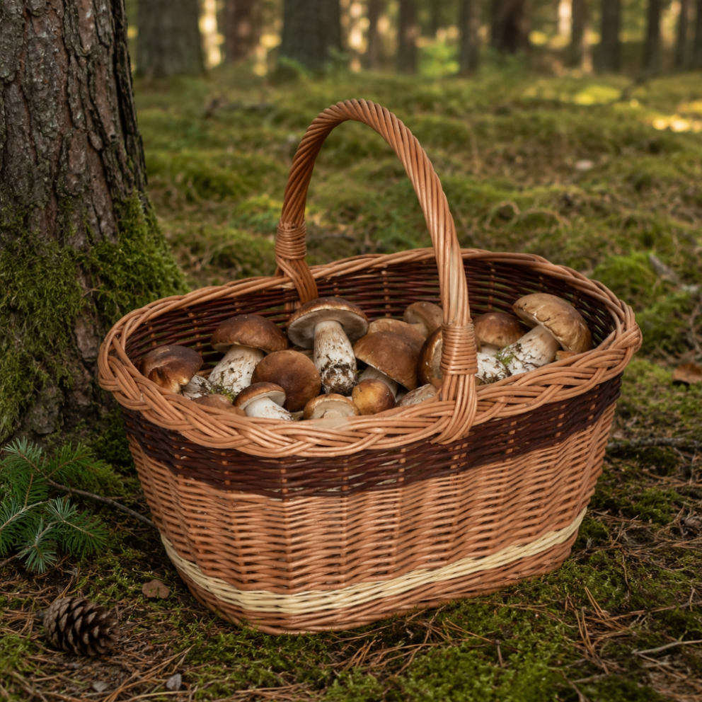 Košík tradiční Městský, ručně pletený z přírodního proutí, 42×34×37 cm
