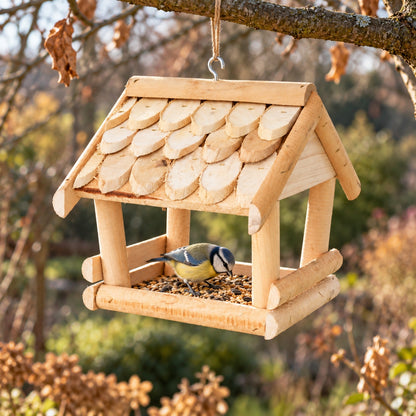 Birch bird feeder medium 27 × 21 × 23 cm