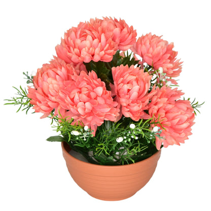 Autumn bowl with pink chrysanthemums, 10 flowers, 25 × 26 cm