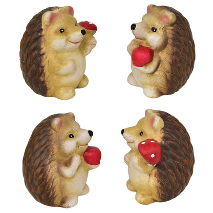 Ježci s jablíčkem a houbičkou keramický 4 ks set, 9 cm