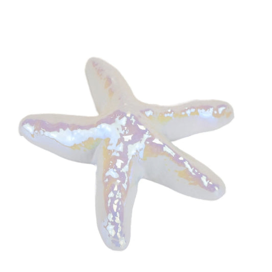 Mořská hvězdice z keramiky, bílá perleť, 11 cm