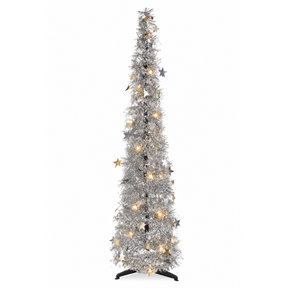 Weihnachtsbaumkette mit LED-Beleuchtung 120 cm – Silber
