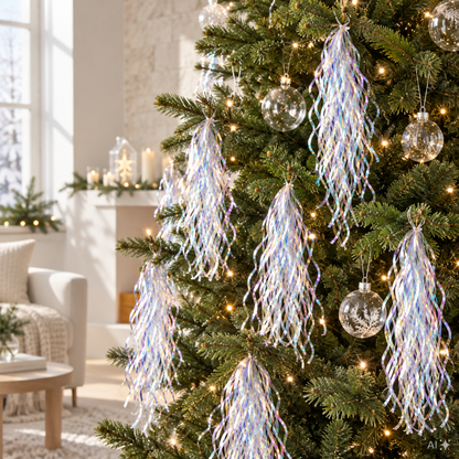 Weihnachtslametta mit Regenbogeneffekt, gewellt, 50 × 100 cm