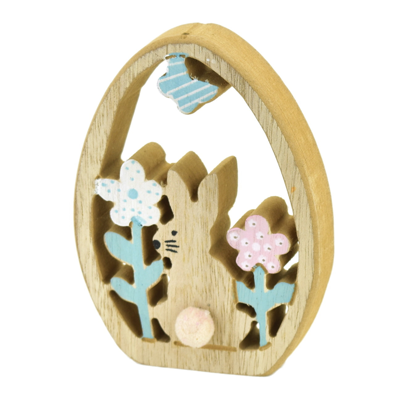 Vajíčko se zajíčkem a květinami 13x9 cm