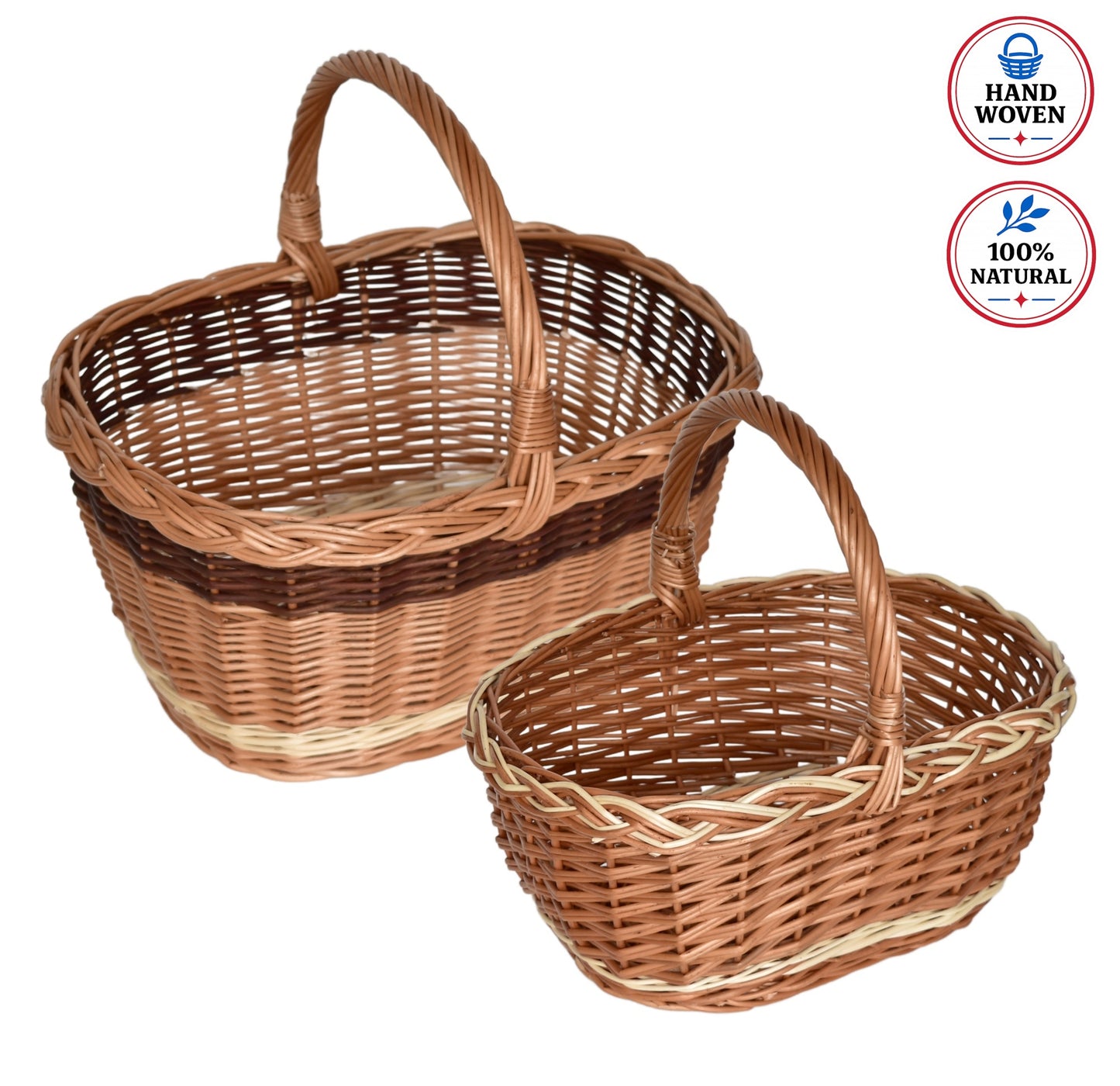 Set košíků tradiční Městský, ručně pletený z přírodního proutí, 2 ks